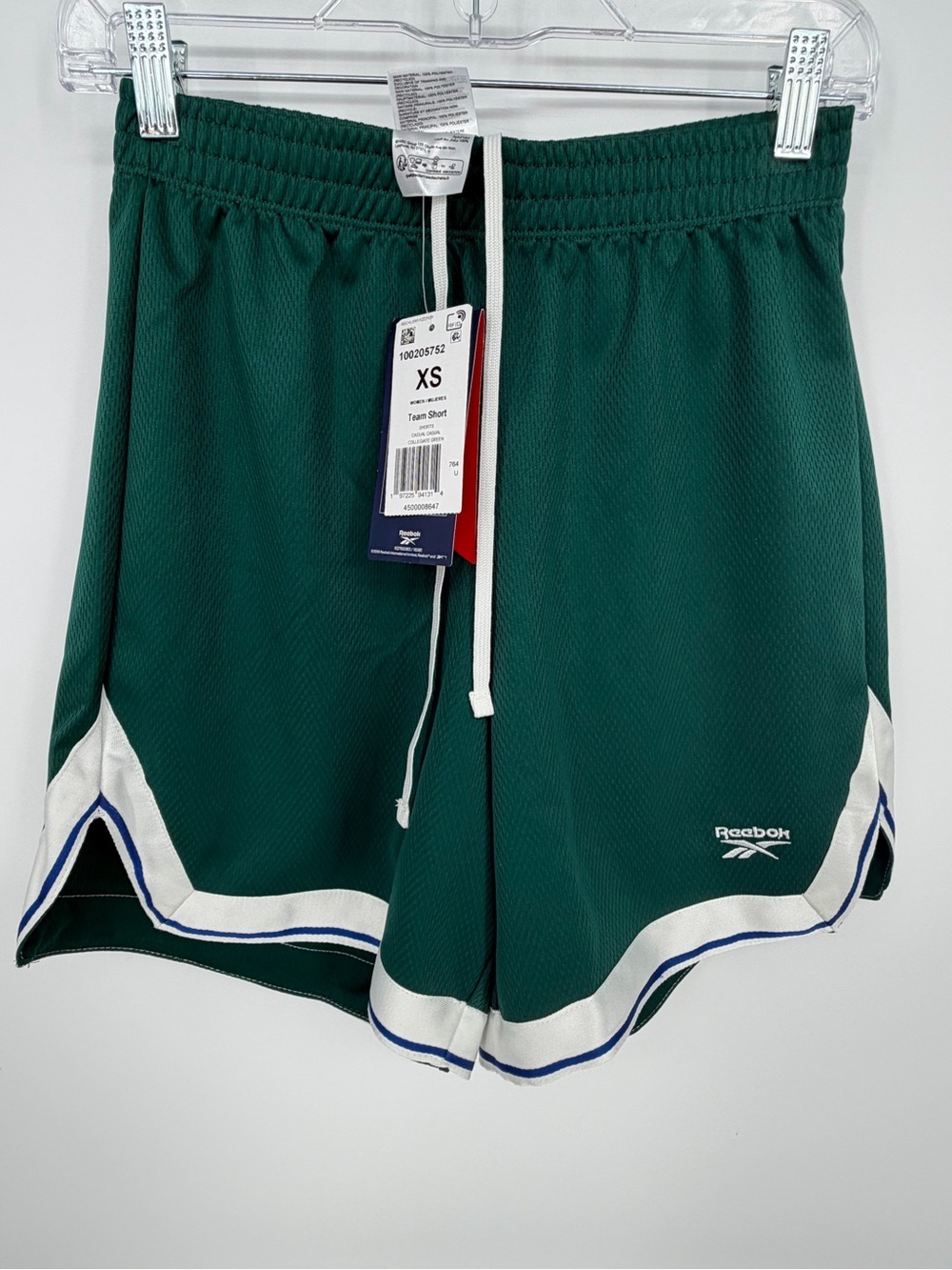 Reebok Women’s Forest Green Athletic Shorts with White & Blue Trim